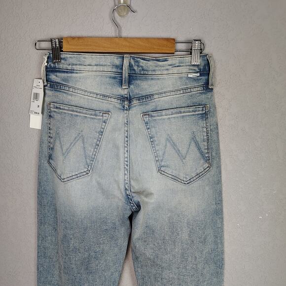 MOTHER The Tripper Jeans Cut Flowers Blue Distressed Denim Size 26 - Picture 10 of 16